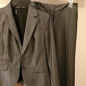 Ann Taylor Loft Petite Gray Pinstripe Pantsuit